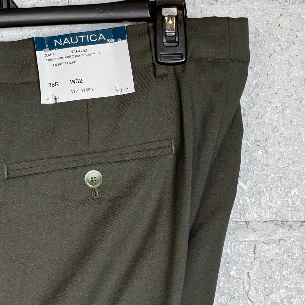 Nautica Men's Modern-Fit Stretch Fall Suit Olive Green  38R 32W $395 - Picture 14 of 16